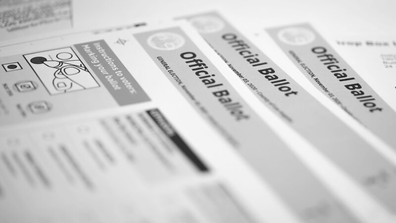 A ballot in black and white.